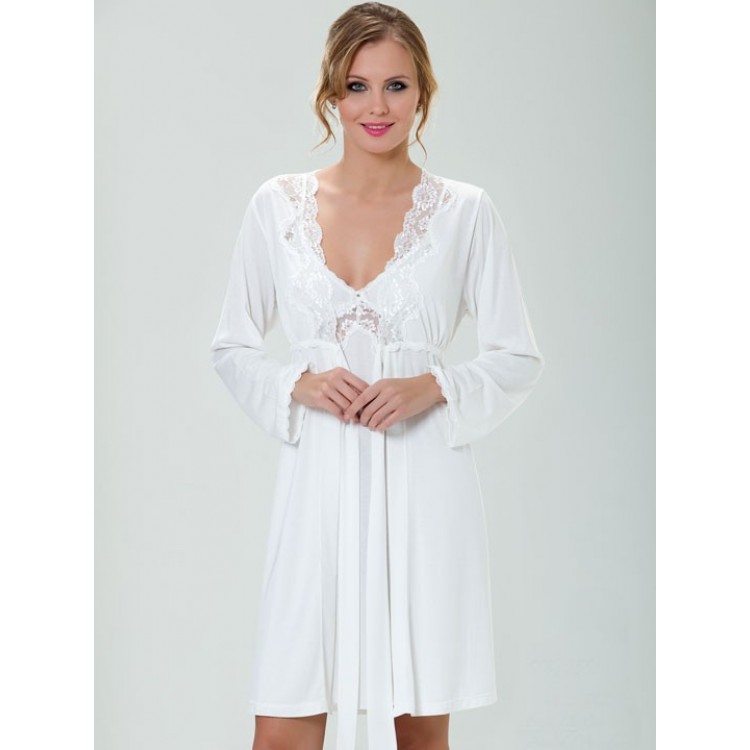 Женский домашний комплект сорочка+халат 7507 white, Mariposa