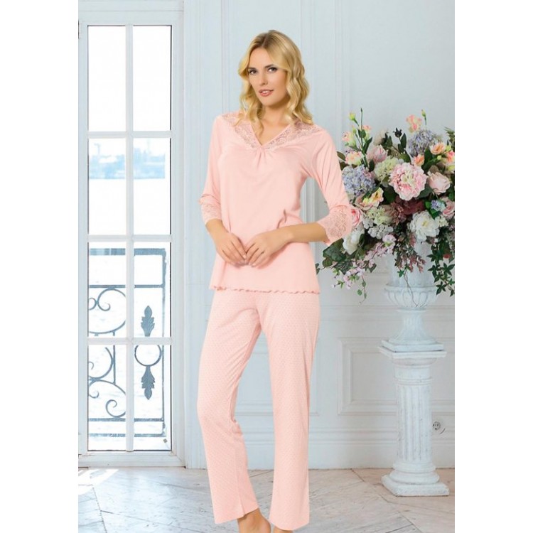 Женская бамбуковая пижама с брюками 8402-peach, Mariposa