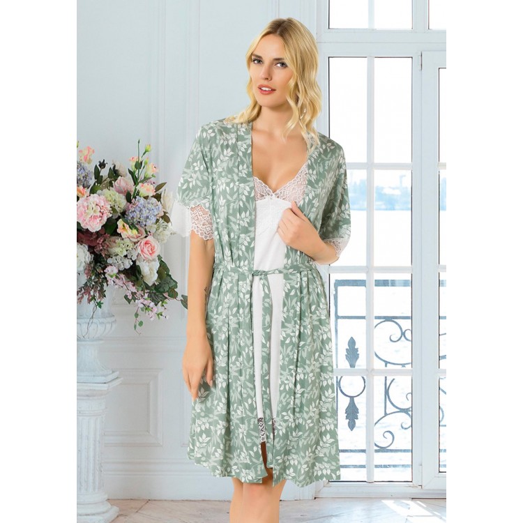 Женский домашний комплект сорочка+пеньюар 8508, Mariposa