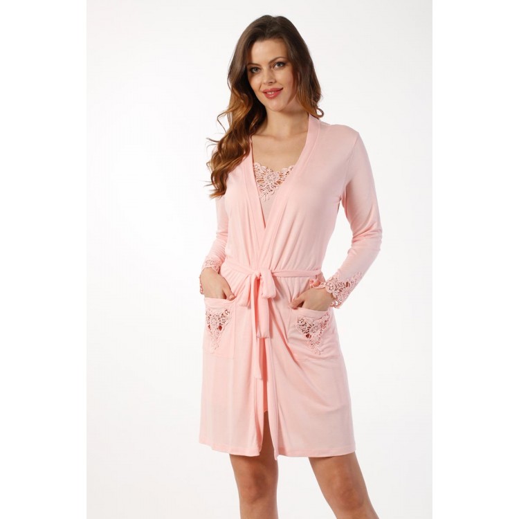 Женский домашний комплект сорочка+халат 2503-pink, Mariposa