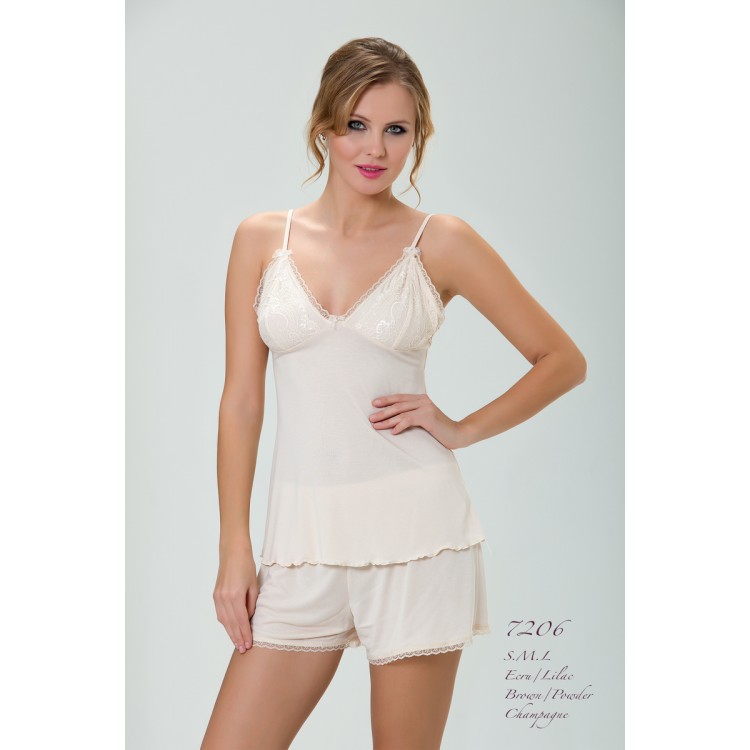 Женская бамбуковая пижама с шортами 7206-beige, Mariposa