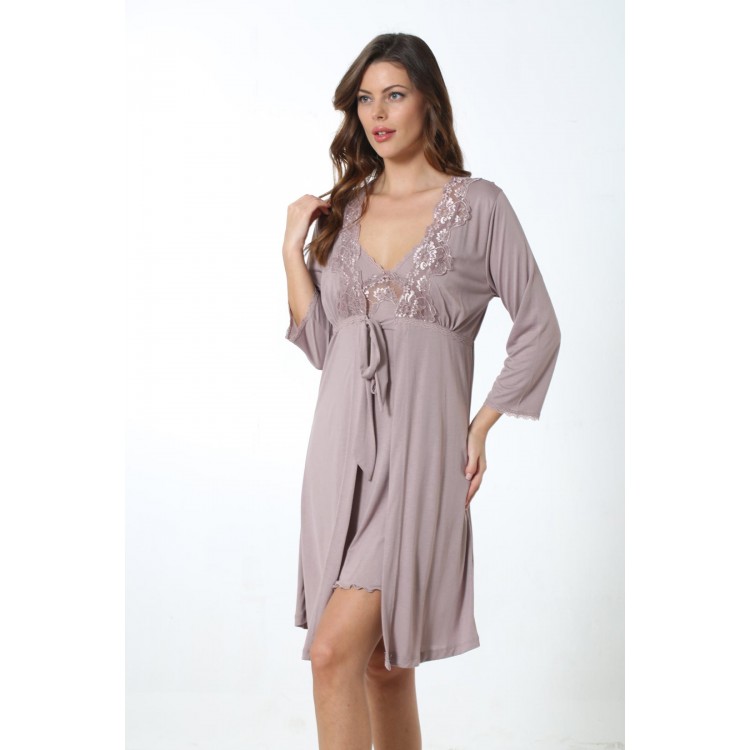 Женский домашний комплект сорочка+халат 7507 lilac, Mariposa