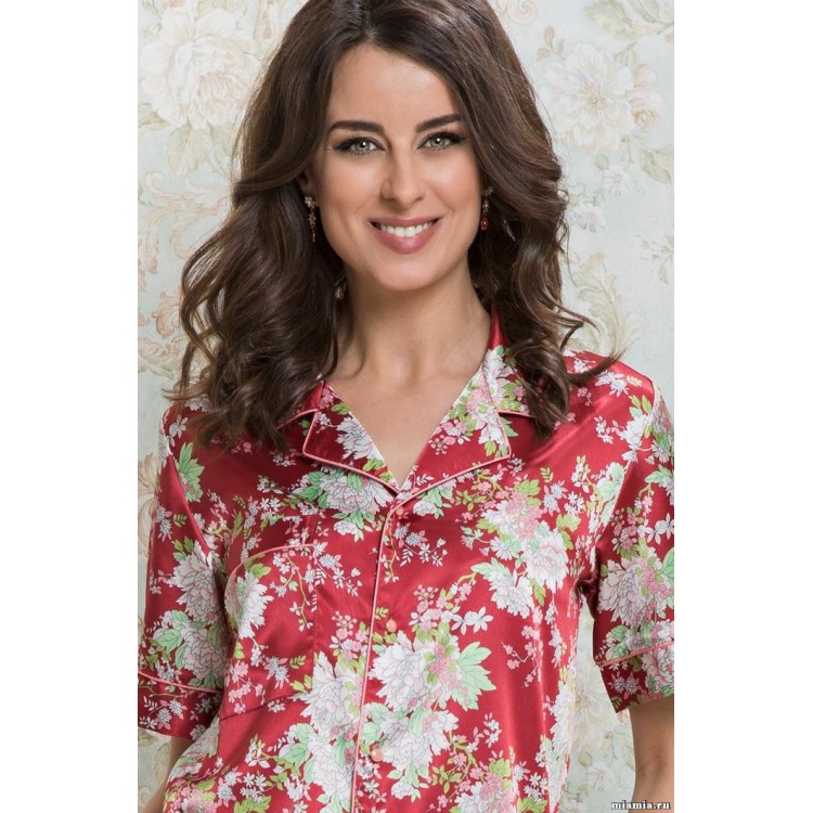 Женская атласная пижама с шортами 9872, Mia-Amore