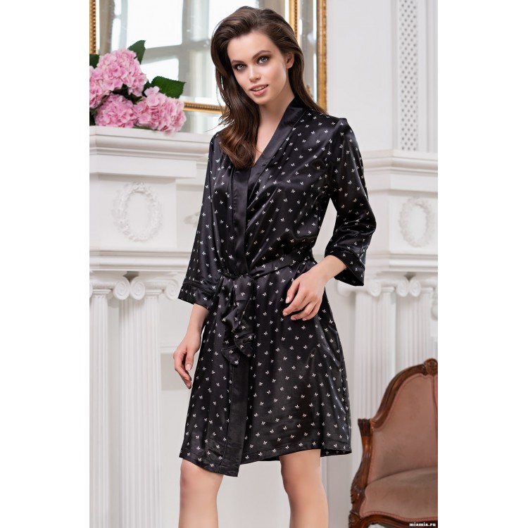 Халат короткий женский атласный 8943, Mia-Amore