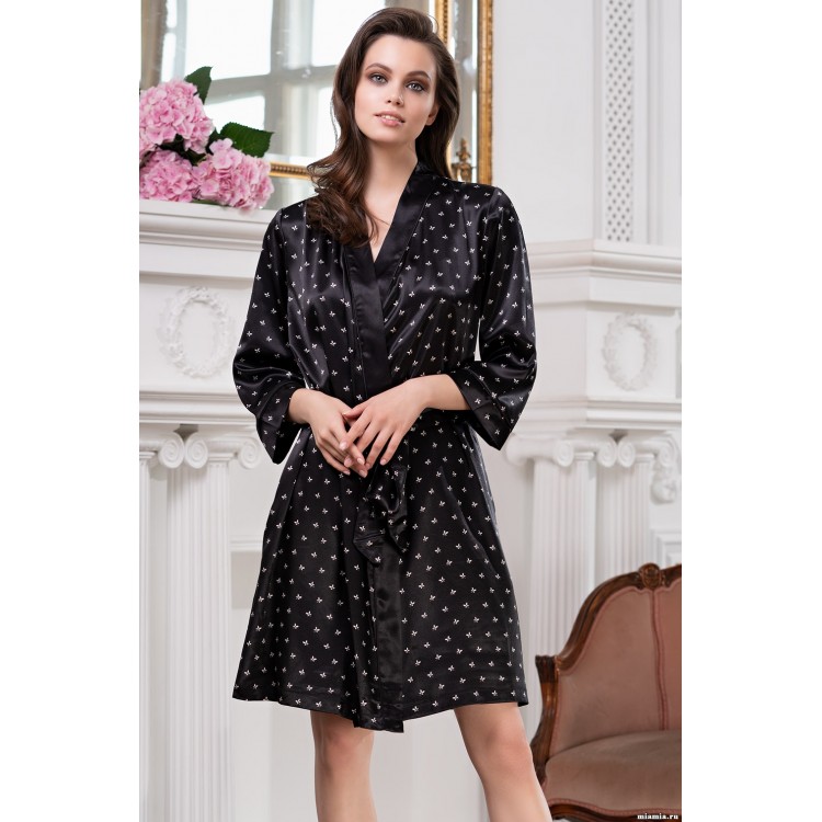 Халат короткий женский атласный 8943, Mia-Amore