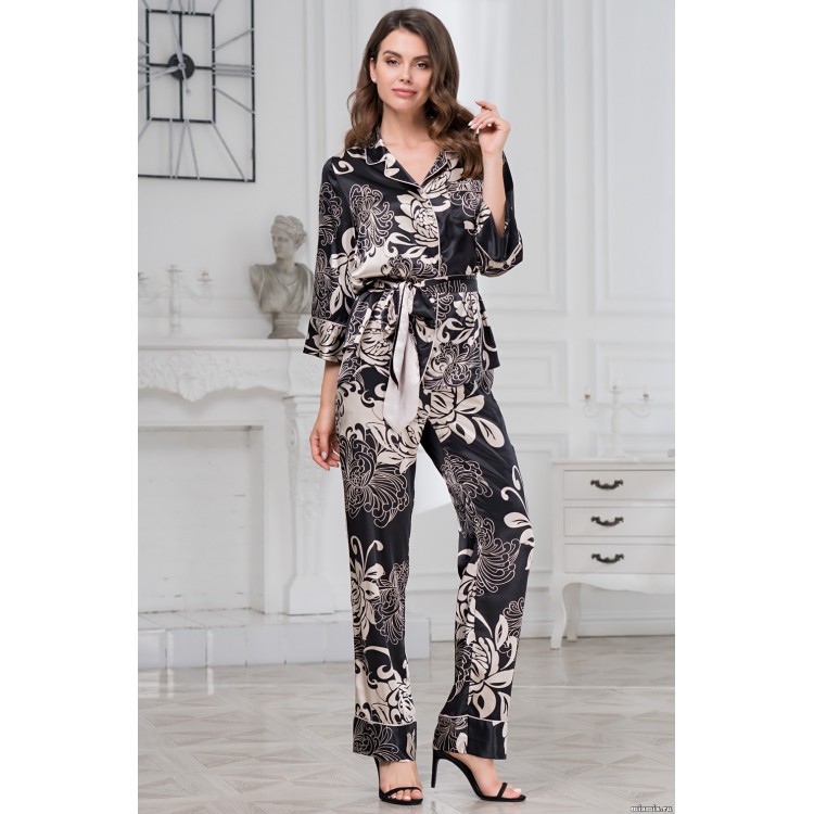 Женский домашний костюм с брюками 8446-black, Mia-Amore