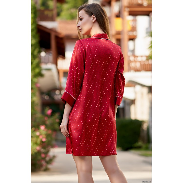 Халат-рубашка атласный 8707 - red, Mia-Amore