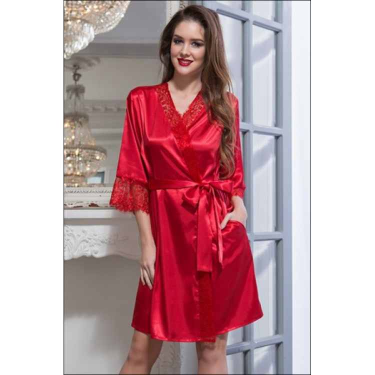 Женский атласный халат 2087-red, Mia-Amore