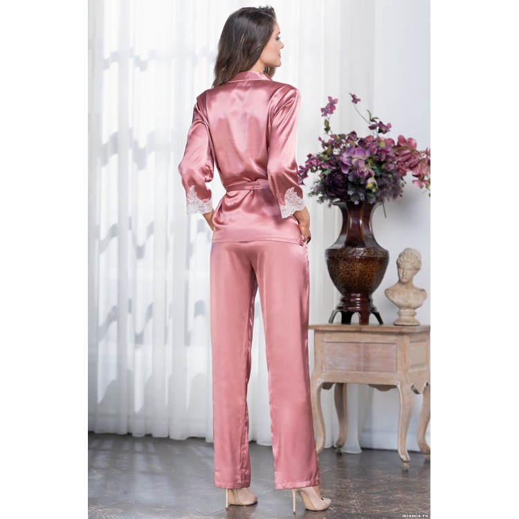 Женский комплект домашний шелковый с брюками 3546 rosa, Mia-Amore