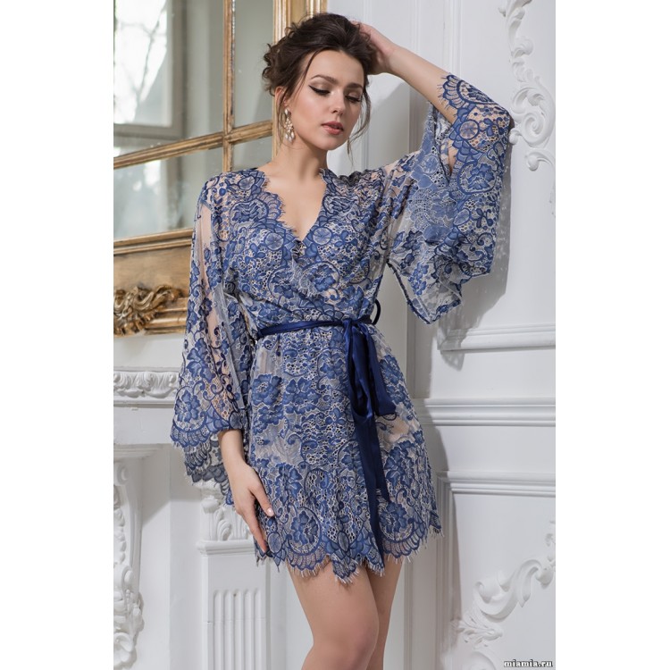 Женский кружевной халат 2103-blue, Mia-Amore