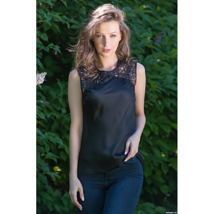 Женская блузка без рукавов 8321-black, Mia-Amore