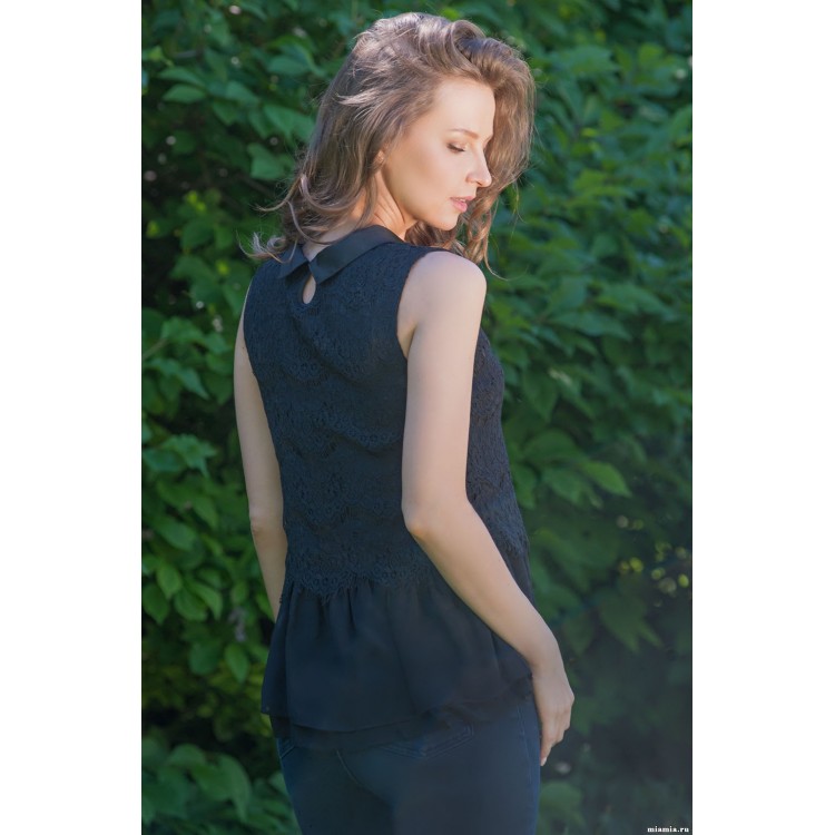 Черная женская блузка 8326-black, Mia-Amore