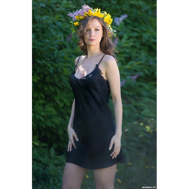 Женская атласная сорочка 8330-black, Mia-Amore