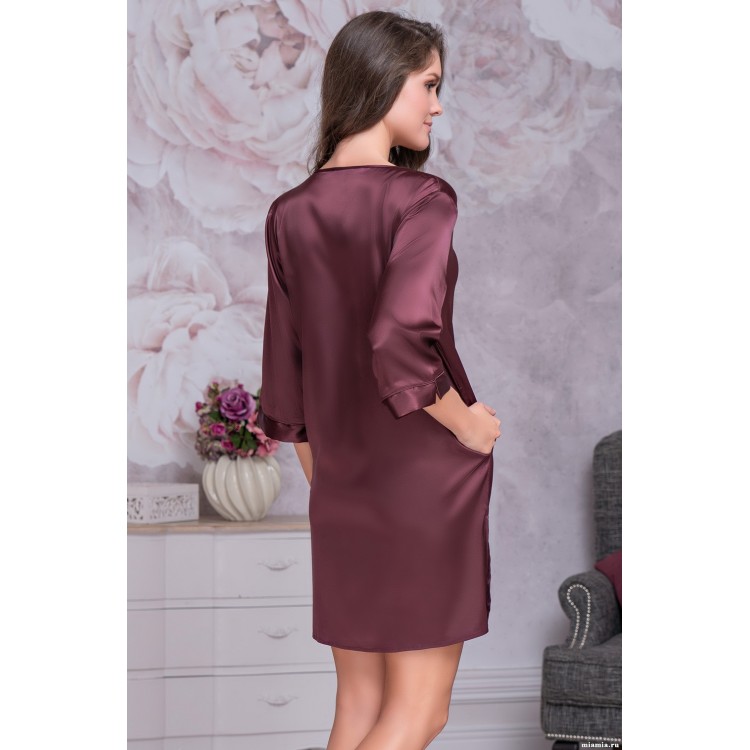 Атласная женская туника для дома и отдыха 2215-plum, Mia-Amore