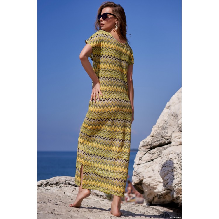 Женская пляжная длинная туника 8244-yellow, Mia-Amore