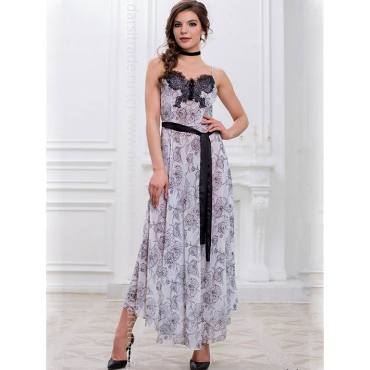 Домашнее шифоновое платье с кружевом 3238, Mia-Amore (Италия)