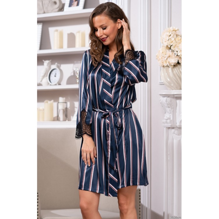 Короткий атласный халат 8483 blue, Mia-Amore