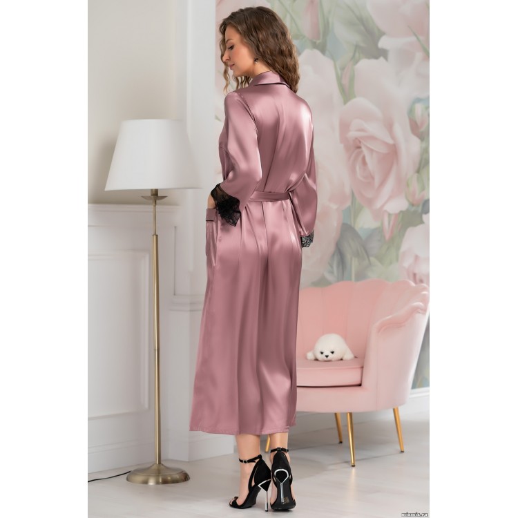 Длинный шелковый халат 3649 rosa, Mia-Amore