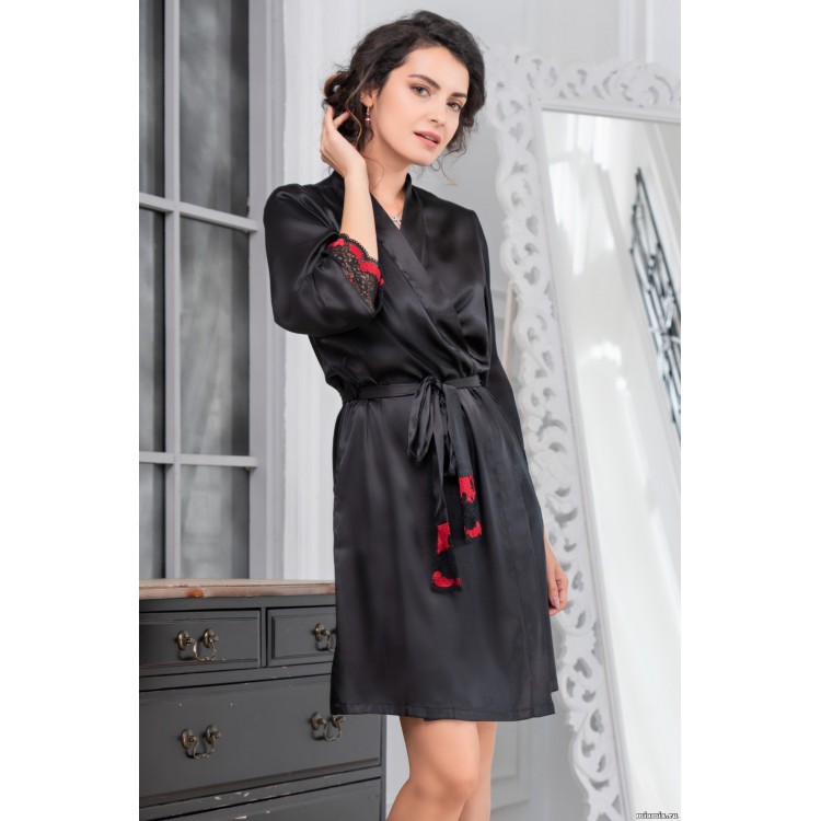 Короткий атласный халат 8393, Mia-Amore