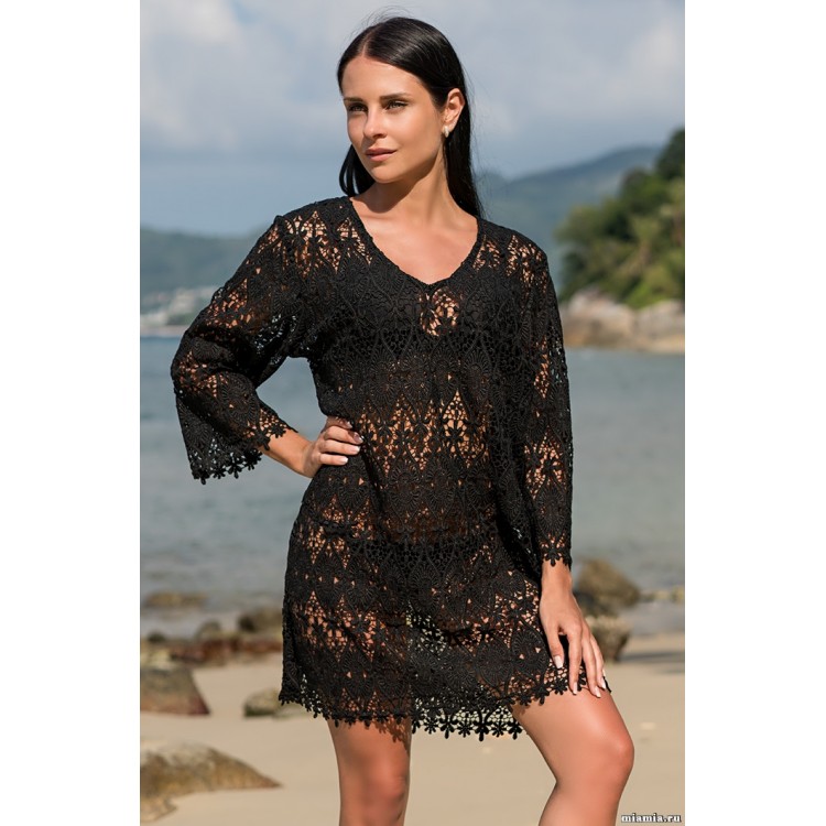 Женская хлопковая туника SICILIA 6425-black, Mia-Amore