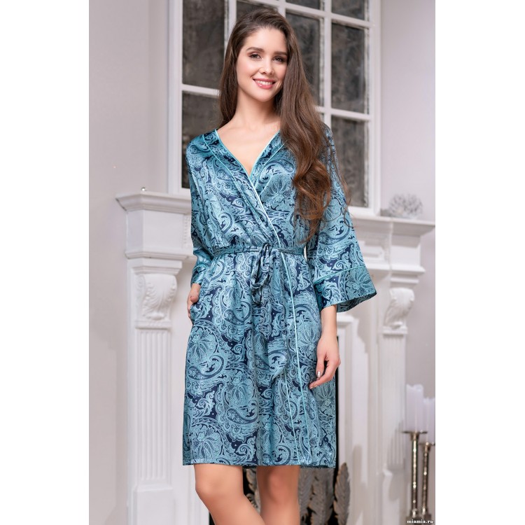 Короткий атласный халат 8473, Mia-Amore