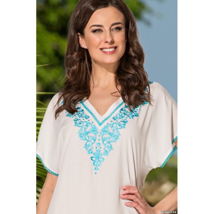 Белая пляжная туника 3074-white, Mia-Mia