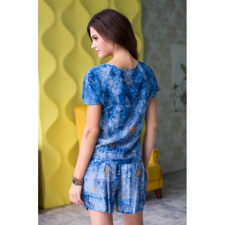 Женский комплект с шортами для дома и отдыха 16232-blue, Mia-Mia
