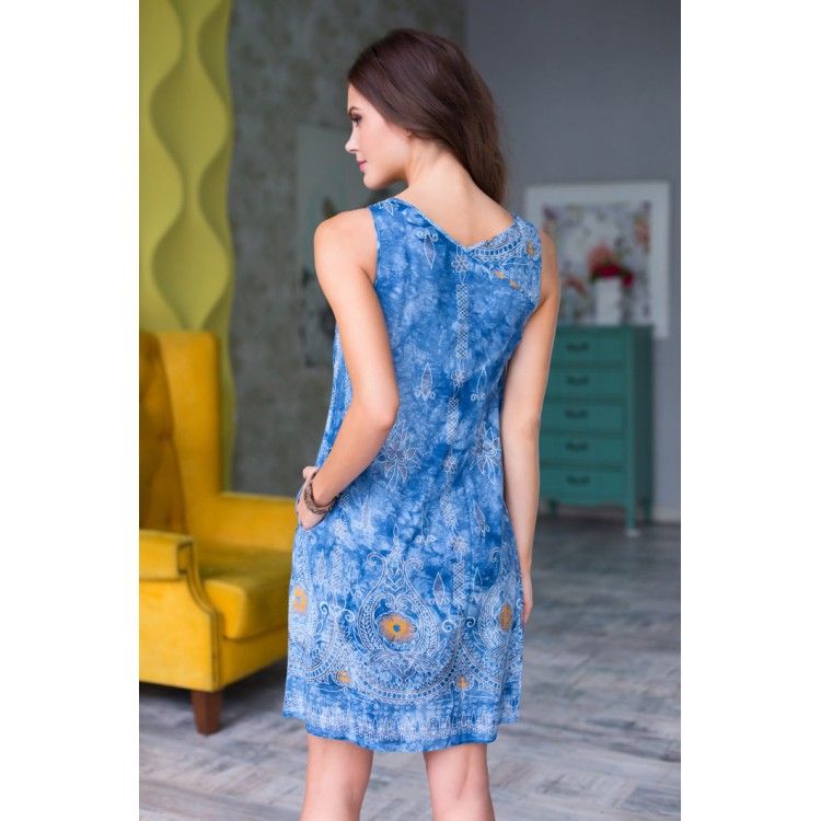 Женское платье из вискозы для дома и отдыха 16233-blue, Mia-Mia