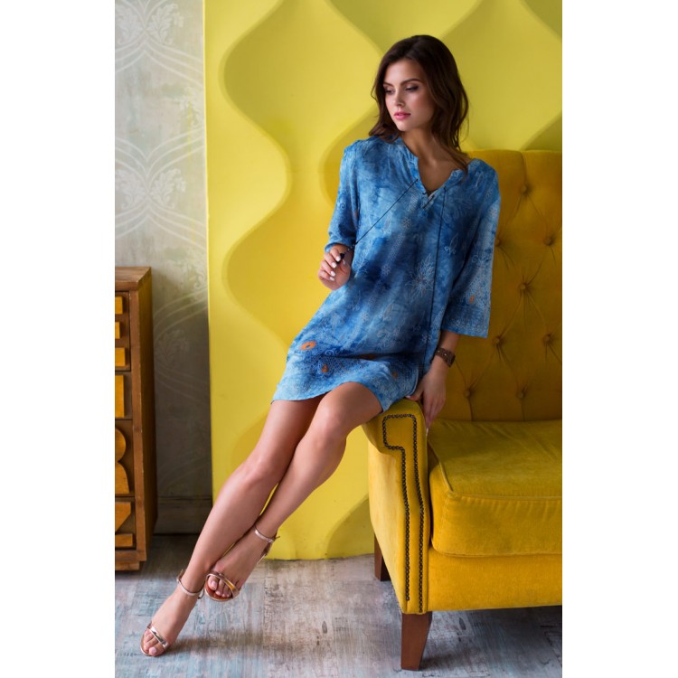 Женская туника из вискозы для дома и отдыха 16234-blue, Mia-Mia