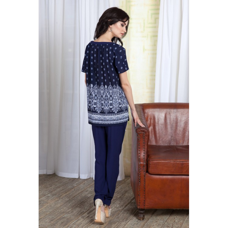 Синяя женская пижама с брюками 16216-blue, Mia-Mia