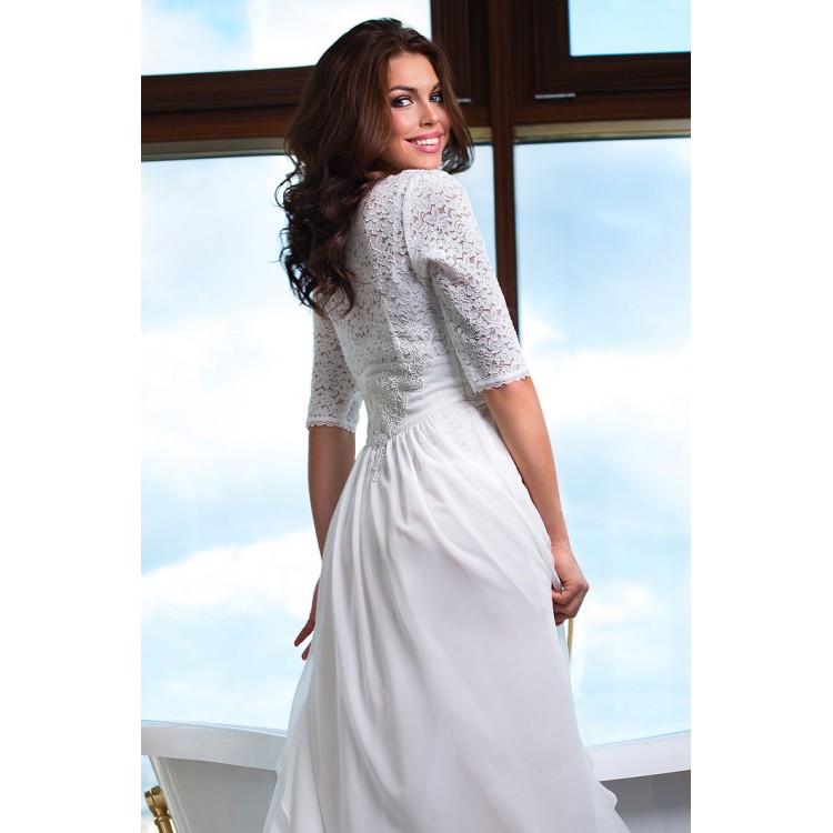 Белый пеньюар из шифона и кружева 17307-white, Mia-Mia