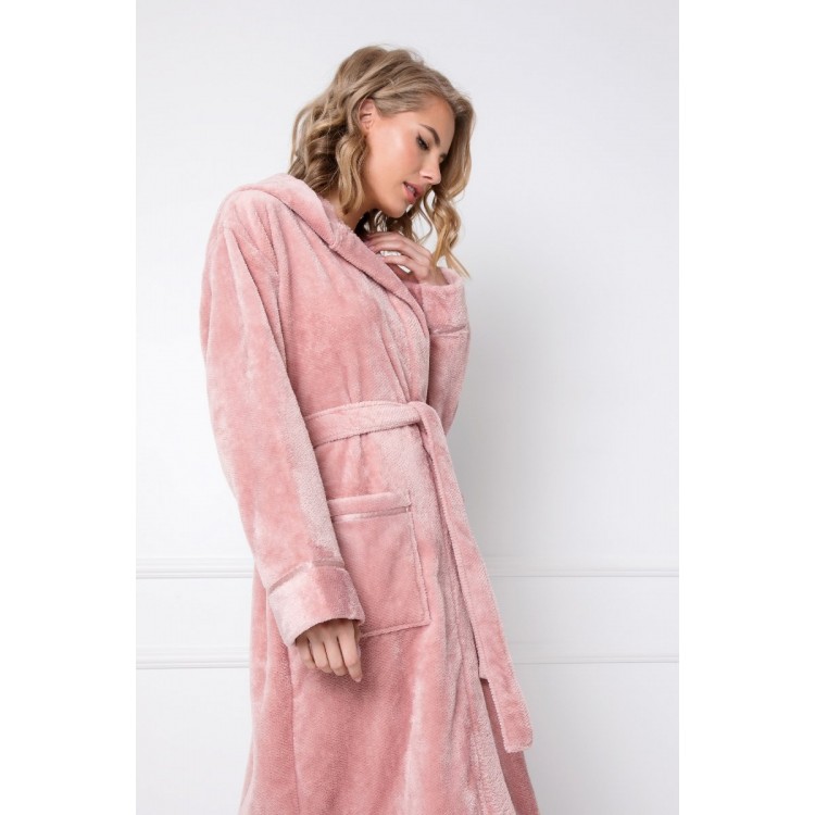 Халат женский теплый с капюшоном ADELINE DUSTY PINK, ARUELLE