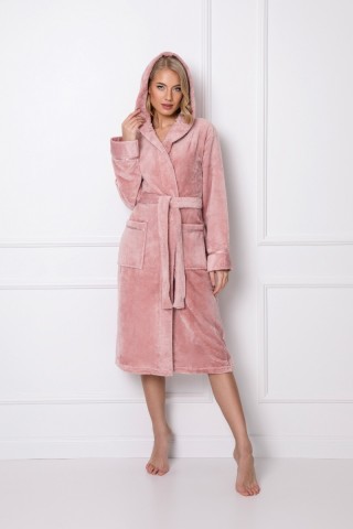 Халат женский теплый с капюшоном ADELINE DUSTY PINK, ARUELLE