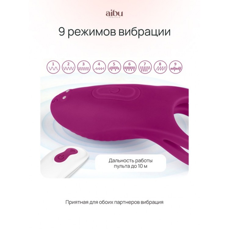 Эрекционное кольцо Aibu с двойной резинкой, с пультом ДУ, цвет красный