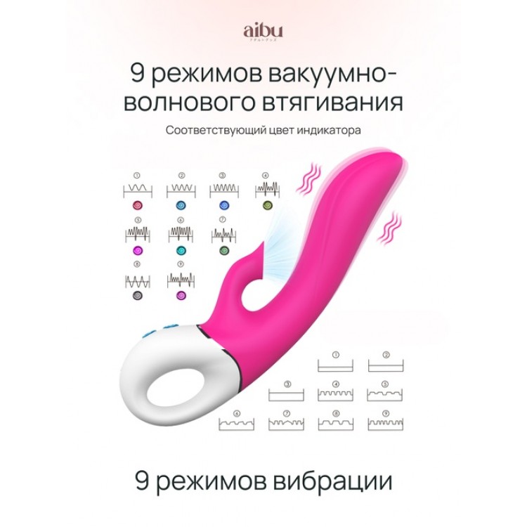 Вибратор Aibu с дополнительной вакуумно-волновой стимуляцией клитора, цвет розовый