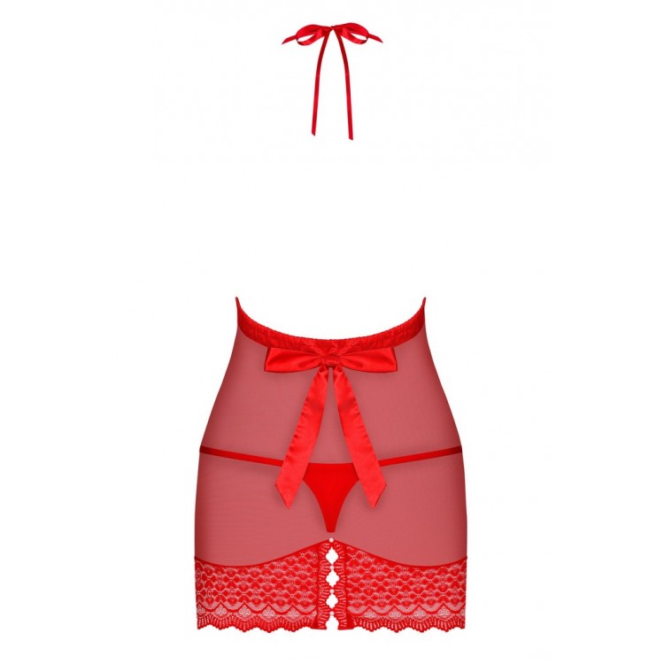 Красный эротический комплект сорочка+стринги 822 CHEMISE, Obsessive