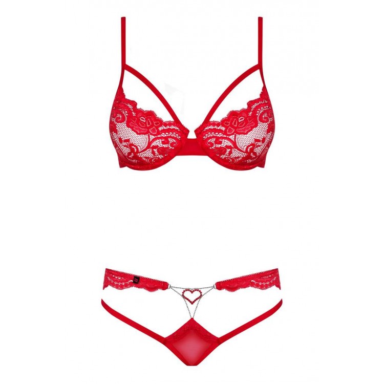 Красный эротический комплект бюст+стринг 829 SET, Obsessive