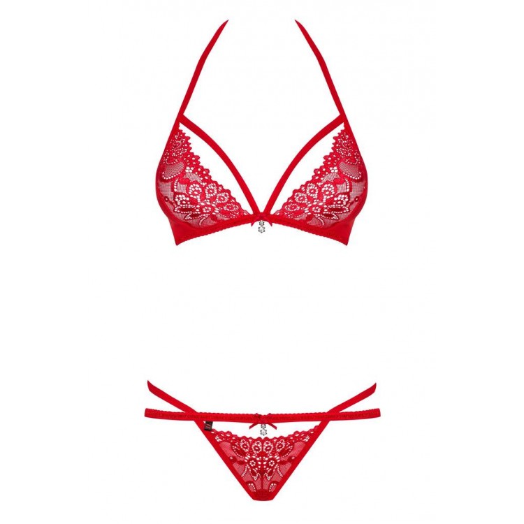Комплект женского кружевного белья 838 Set-3 красный, Obsessive Комплект женского кружевного белья 838 Set-3 красный, Obsessive