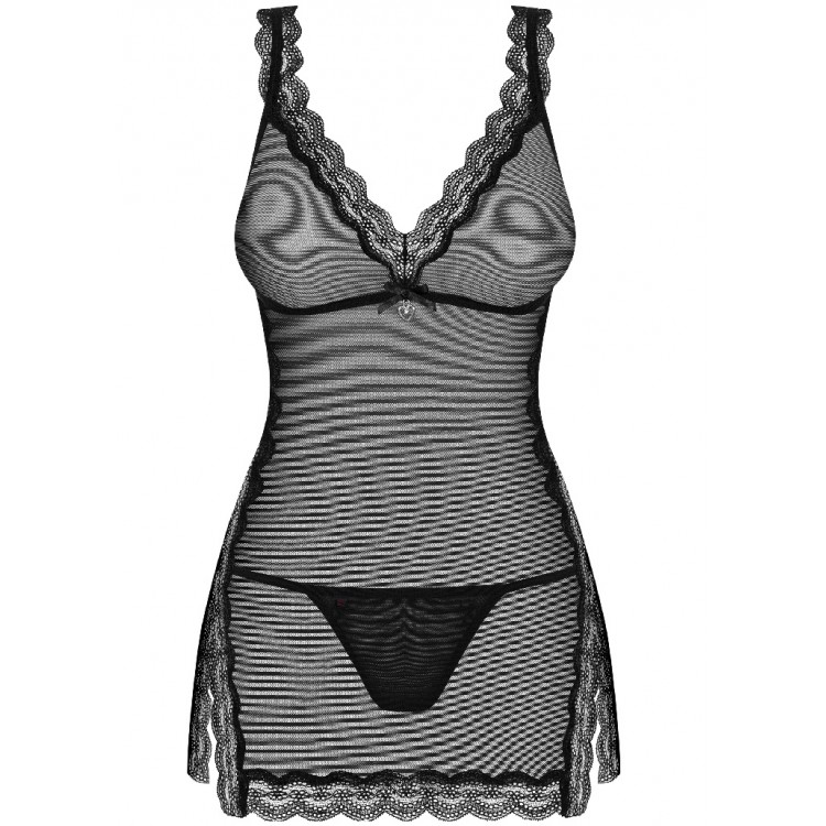 Сорочка женская прозрачная черная 839 Chemise, Obsessive Сорочка женская прозрачная черная 839 Chemise, Obsessive