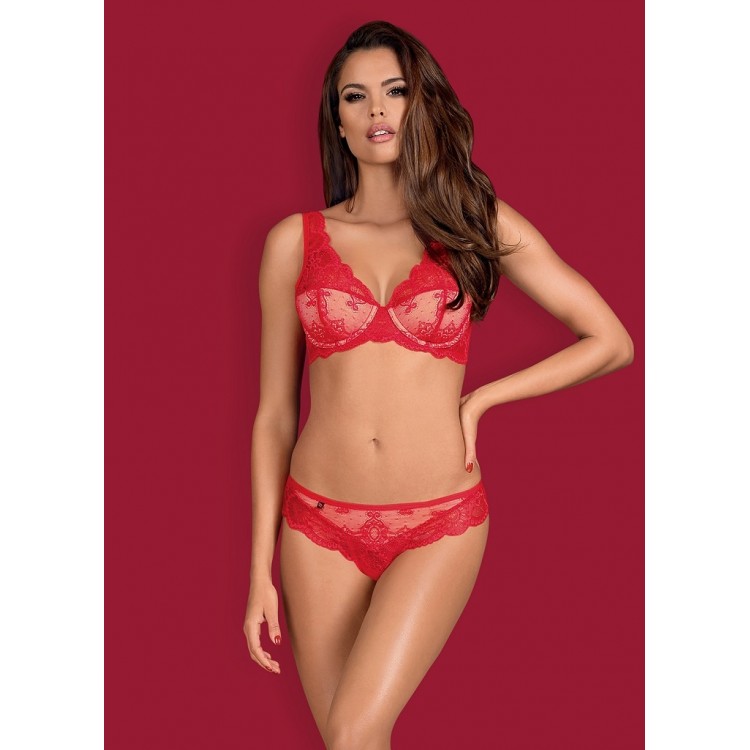 Комплект красного женского белья 853 Set, Obsessive