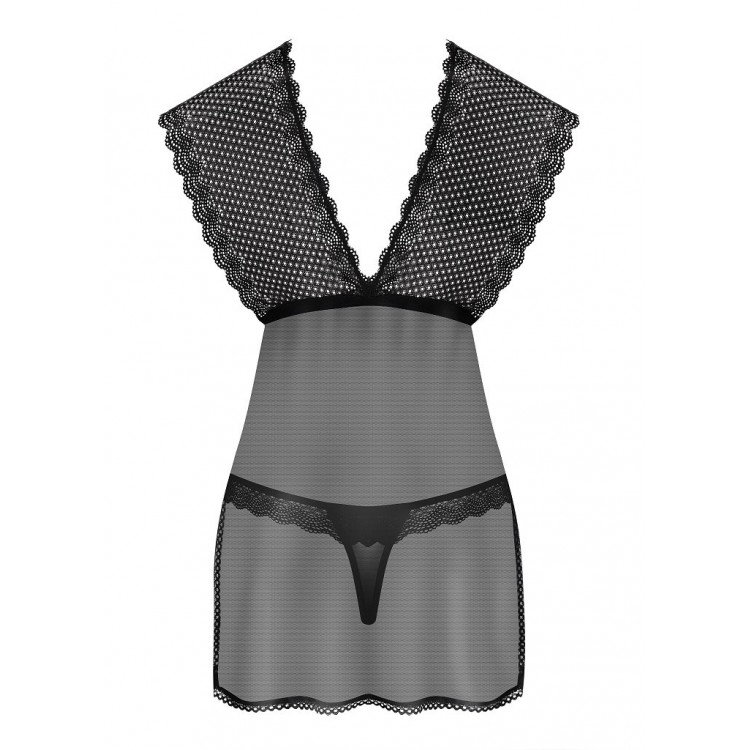 Черный эротический комплект бебидолл +стринги 857 BABYDOLL, Obsessive
