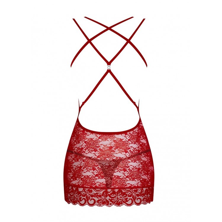 Сорочка женская ажурная 860 Chemise-3 красный, Obsessive