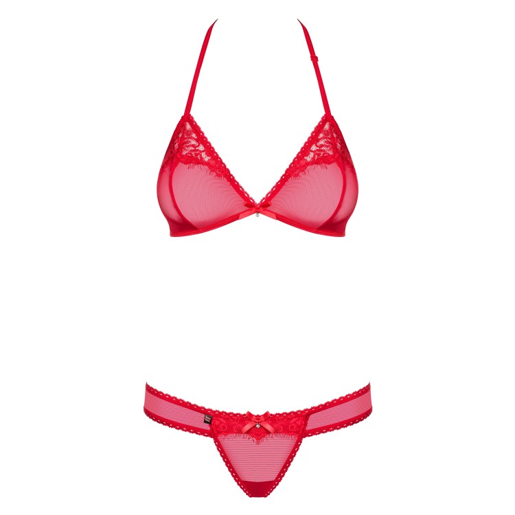 Красный эротический комплект бюст+стринги 870 SET, Obsessive