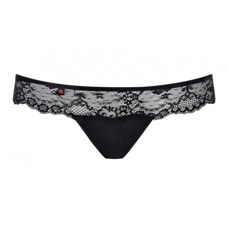 Черные трусики стринги с кружевом Charmea thong black, Obsessive
