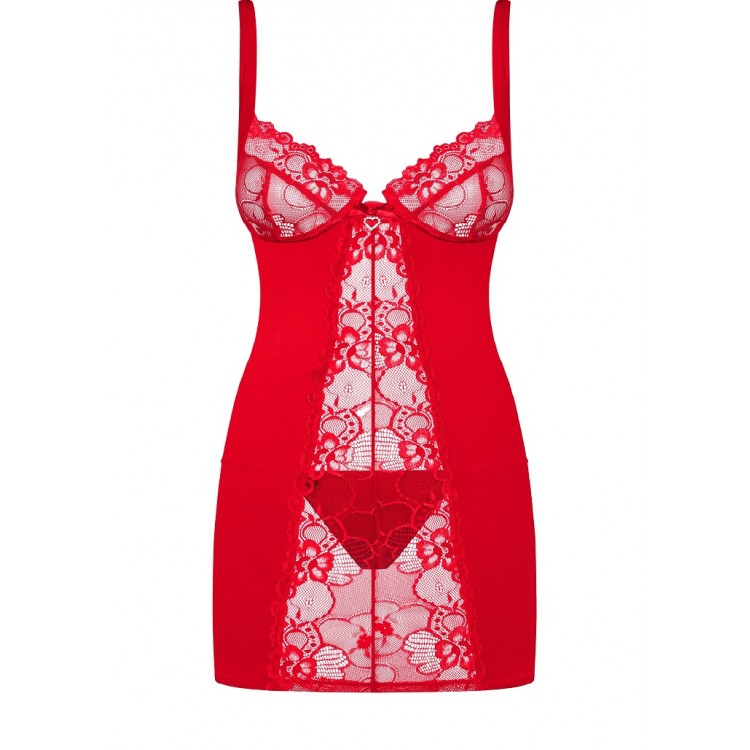 Сорочка женская короткая красная HEARTINA Chemise, Obsessive