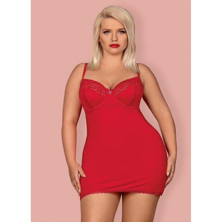 Сорочка женская короткая красная JOLIEROSE Chemise, Obsessive