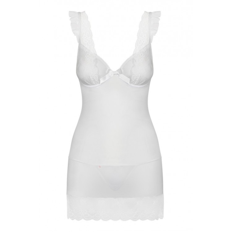 Белый эротический комплект сорочка+стринги JULITTA CHEMISE, Obsessive