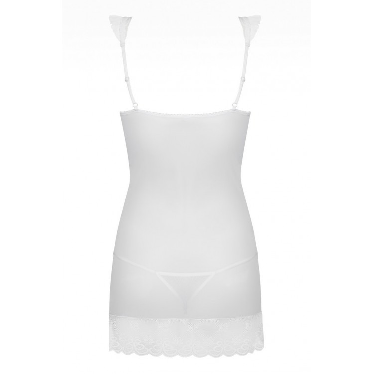 Белый эротический комплект сорочка+стринги JULITTA CHEMISE, Obsessive