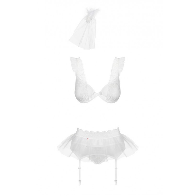 Белый эротический комплект 4 предмета JULITTA SET, Obsessive