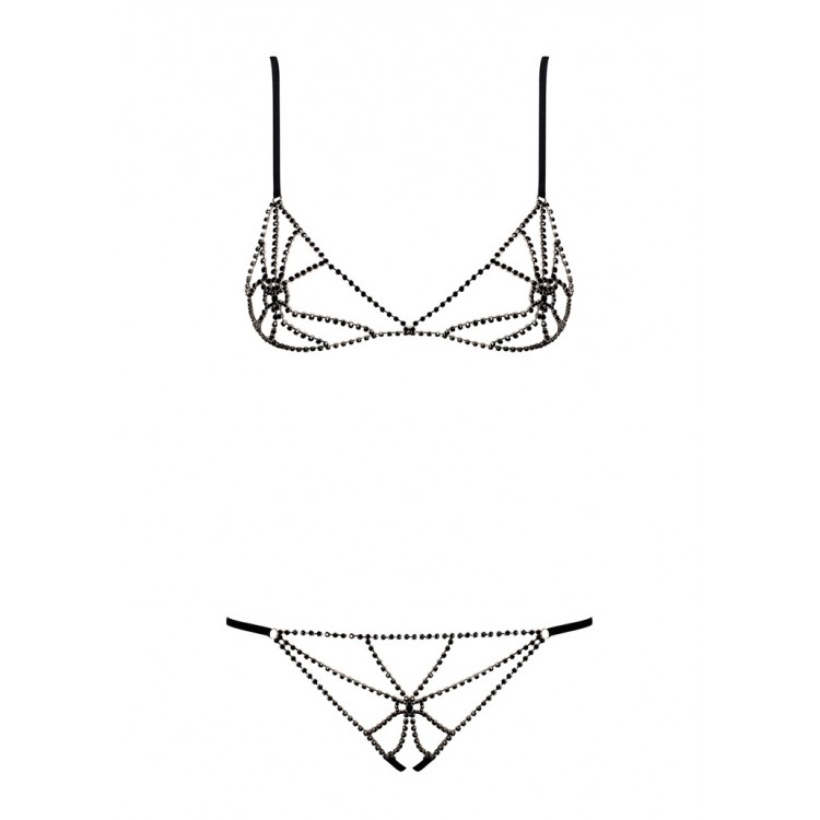 Черный эротический комплект бюст+трусики PLATINESA SET-black, Obsessive